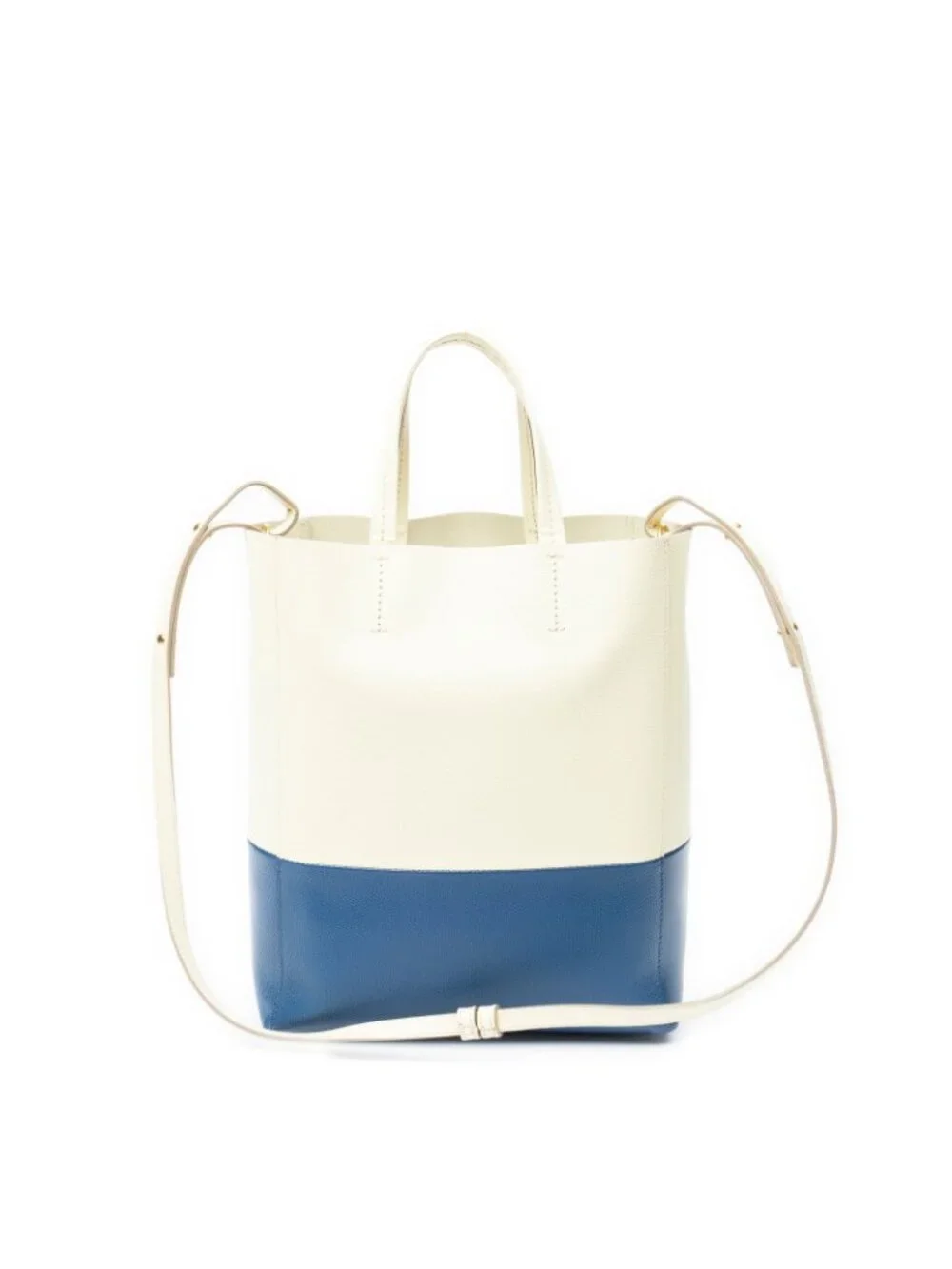 Celine Small Vertical Cabas Tote Ivory Blue Gray Leather
